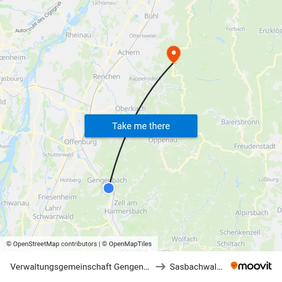 Verwaltungsgemeinschaft Gengenbach to Sasbachwalden map