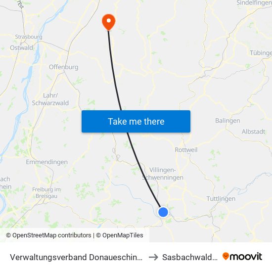 Verwaltungsverband Donaueschingen to Sasbachwalden map