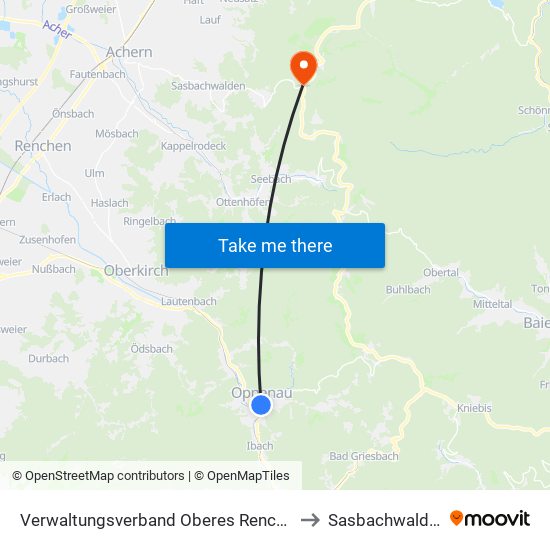 Verwaltungsverband Oberes Renchtal to Sasbachwalden map