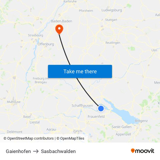 Gaienhofen to Sasbachwalden map