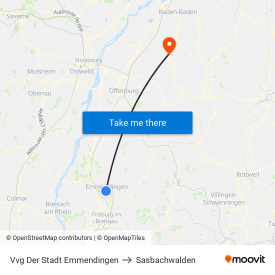 Vvg Der Stadt Emmendingen to Sasbachwalden map