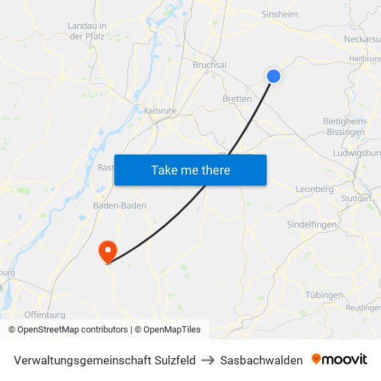 Verwaltungsgemeinschaft Sulzfeld to Sasbachwalden map