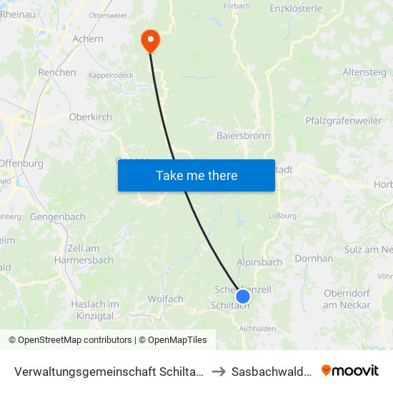Verwaltungsgemeinschaft Schiltach to Sasbachwalden map