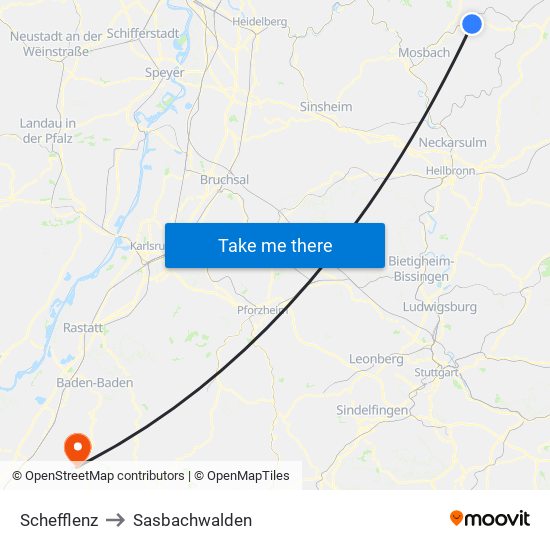 Schefflenz to Sasbachwalden map