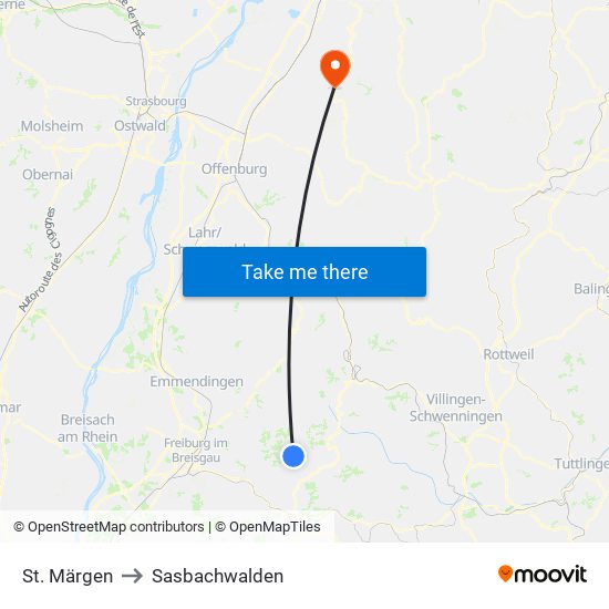 St. Märgen to Sasbachwalden map