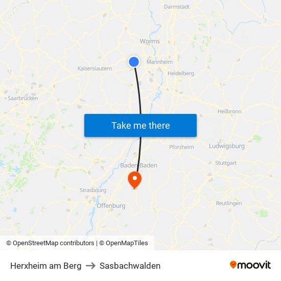 Herxheim am Berg to Sasbachwalden map