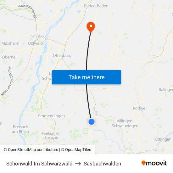 Schönwald Im Schwarzwald to Sasbachwalden map