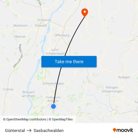 Günterstal to Sasbachwalden map