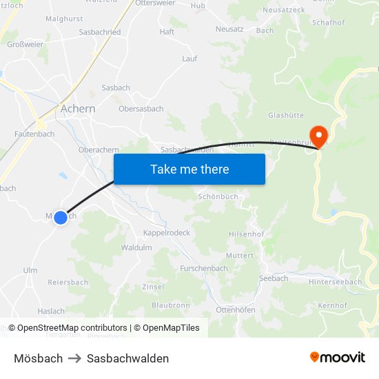 Mösbach to Sasbachwalden map