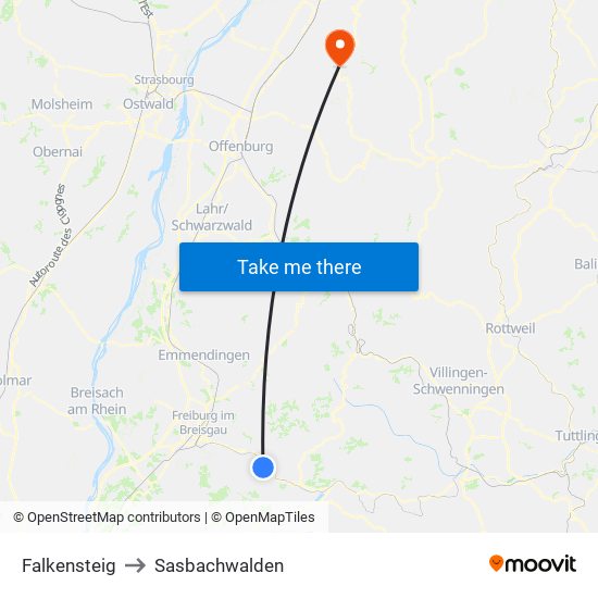 Falkensteig to Sasbachwalden map