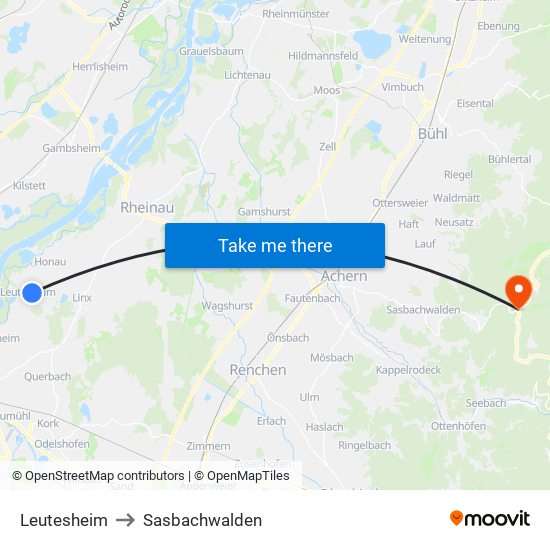 Leutesheim to Sasbachwalden map