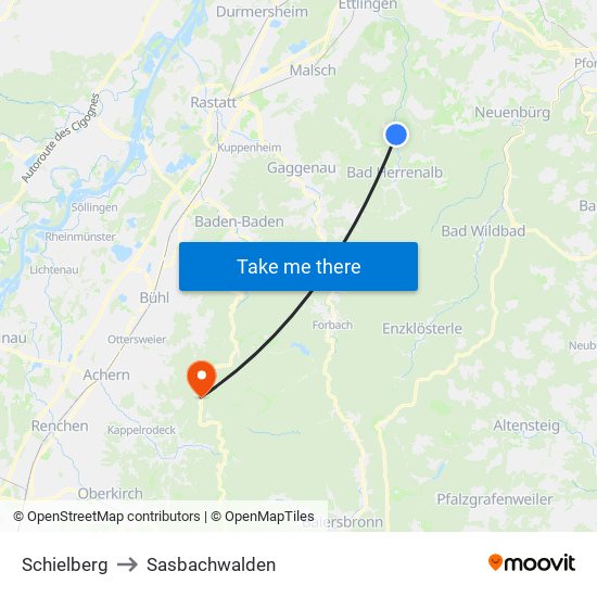 Schielberg to Sasbachwalden map