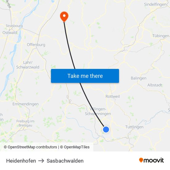 Heidenhofen to Sasbachwalden map