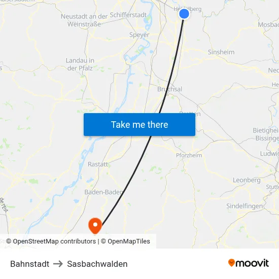 Bahnstadt to Sasbachwalden map