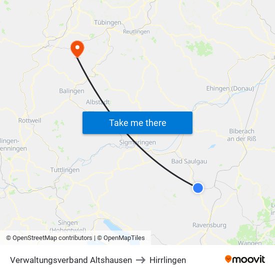 Verwaltungsverband Altshausen to Hirrlingen map