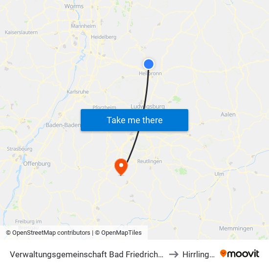 Verwaltungsgemeinschaft Bad Friedrichshall to Hirrlingen map