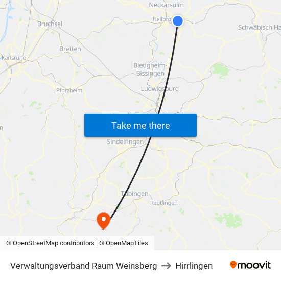 Verwaltungsverband Raum Weinsberg to Hirrlingen map