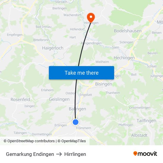 Gemarkung Endingen to Hirrlingen map