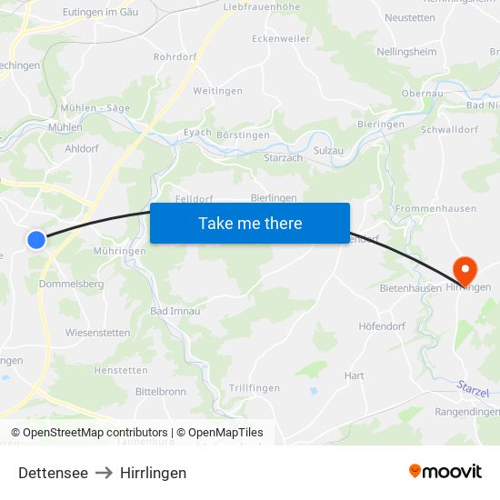 Dettensee to Hirrlingen map