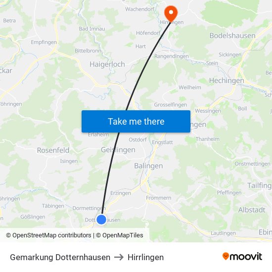 Gemarkung Dotternhausen to Hirrlingen map