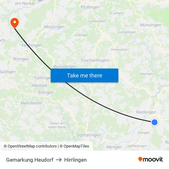 Gemarkung Heudorf to Hirrlingen map