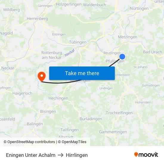 Eningen Unter Achalm to Hirrlingen map