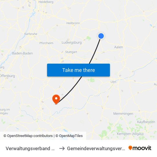 Verwaltungsverband Limpurger Land to Gemeindeverwaltungsverband Meßstetten map