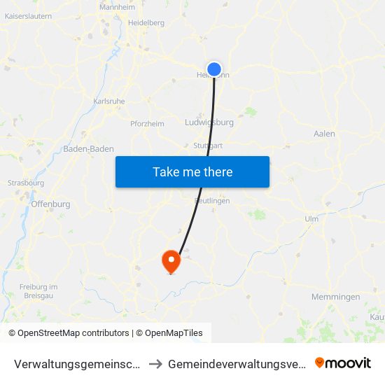 Verwaltungsgemeinschaft Neckarsulm to Gemeindeverwaltungsverband Meßstetten map