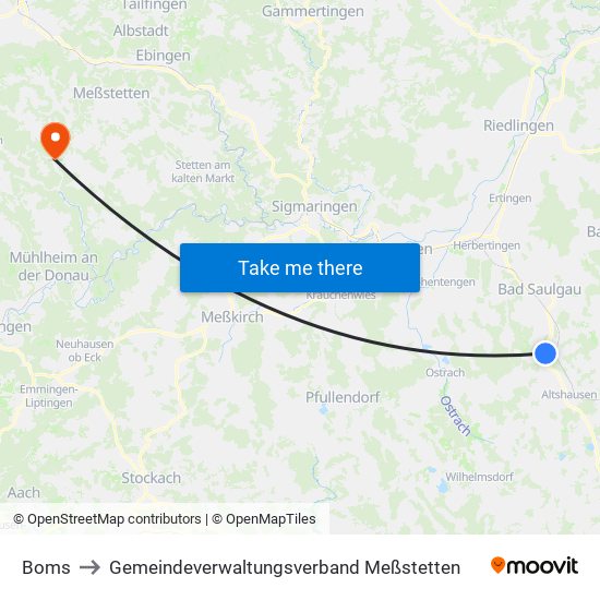 Boms to Gemeindeverwaltungsverband Meßstetten map