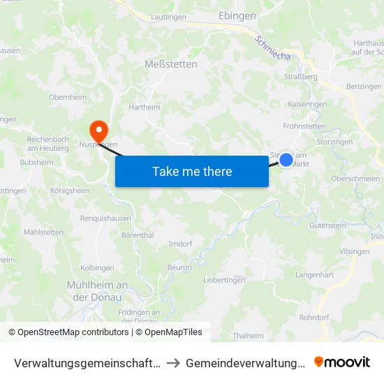 Verwaltungsgemeinschaft Stetten am Kalten Markt to Gemeindeverwaltungsverband Meßstetten map