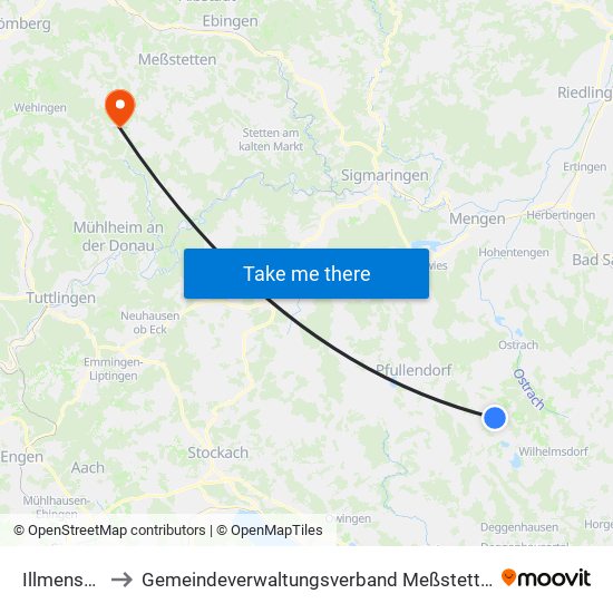 Illmensee to Gemeindeverwaltungsverband Meßstetten map