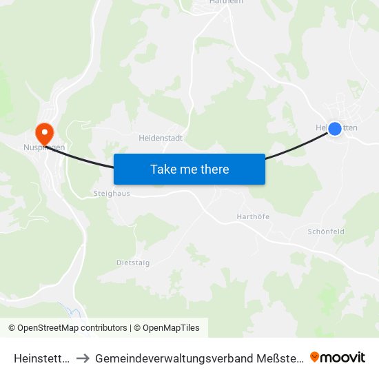 Heinstetten to Gemeindeverwaltungsverband Meßstetten map