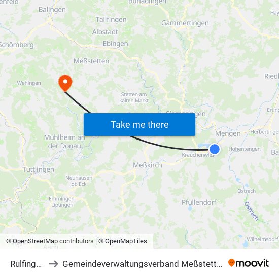 Rulfingen to Gemeindeverwaltungsverband Meßstetten map
