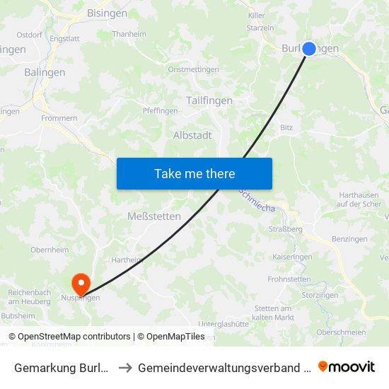 Gemarkung Burladingen to Gemeindeverwaltungsverband Meßstetten map