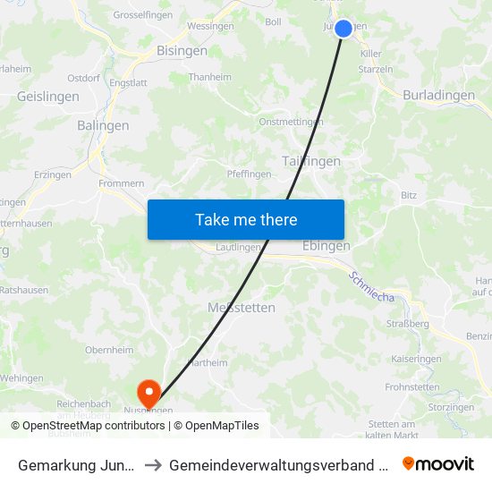 Gemarkung Jungingen to Gemeindeverwaltungsverband Meßstetten map