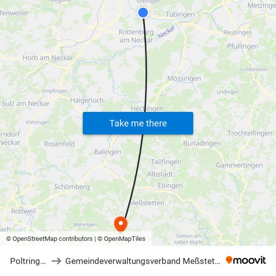 Poltringen to Gemeindeverwaltungsverband Meßstetten map