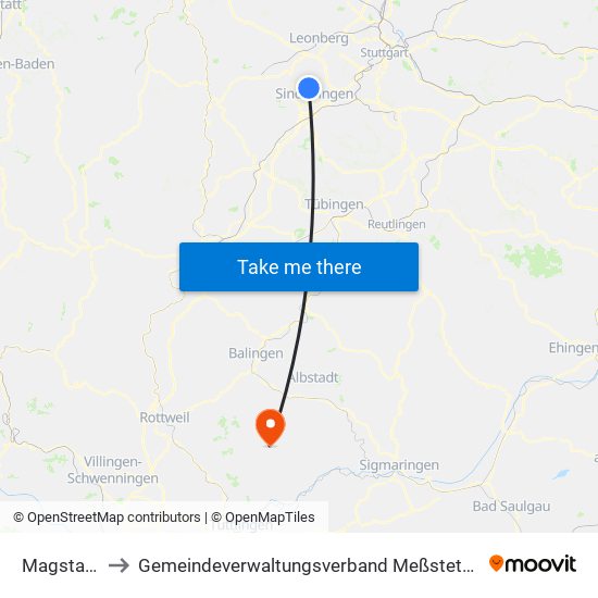 Magstadt to Gemeindeverwaltungsverband Meßstetten map