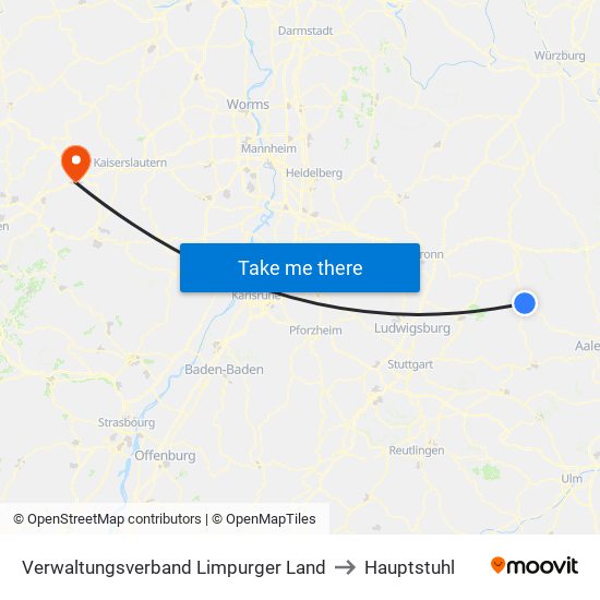 Verwaltungsverband Limpurger Land to Hauptstuhl map