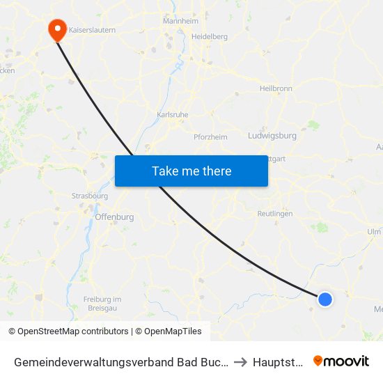 Gemeindeverwaltungsverband Bad Buchau to Hauptstuhl map