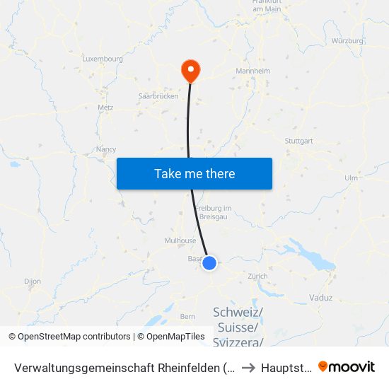 Verwaltungsgemeinschaft Rheinfelden (Baden) to Hauptstuhl map