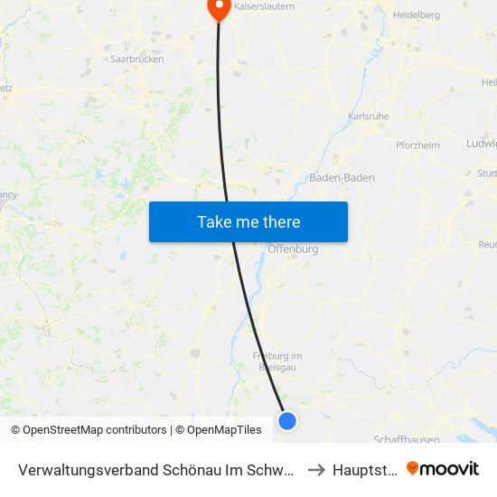 Verwaltungsverband Schönau Im Schwarzwald to Hauptstuhl map