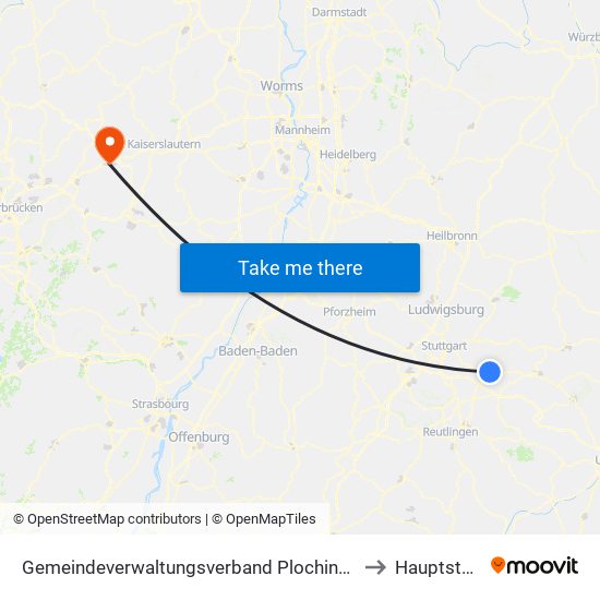 Gemeindeverwaltungsverband Plochingen to Hauptstuhl map