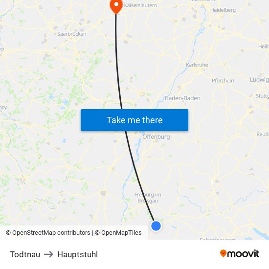 Todtnau to Hauptstuhl map