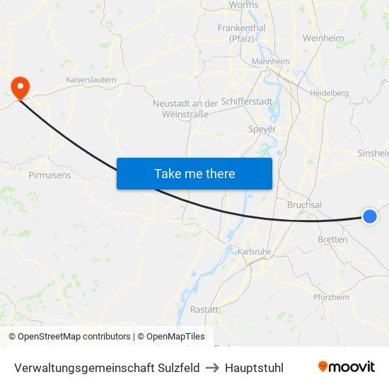 Verwaltungsgemeinschaft Sulzfeld to Hauptstuhl map