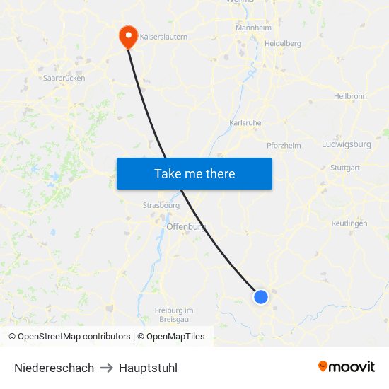 Niedereschach to Hauptstuhl map