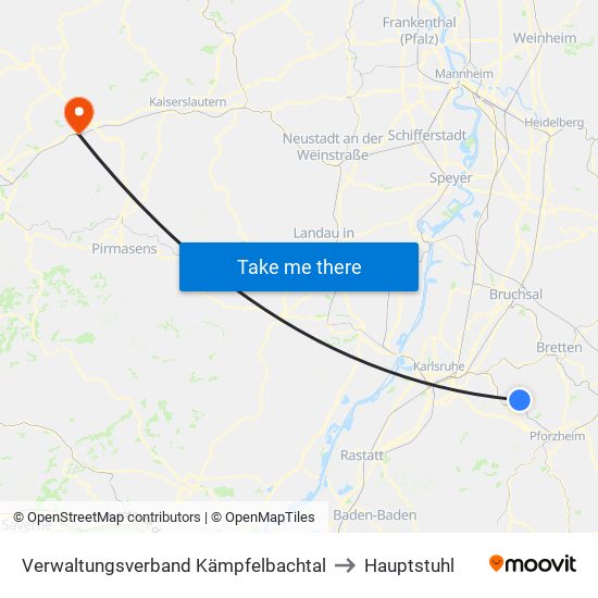 Verwaltungsverband Kämpfelbachtal to Hauptstuhl map