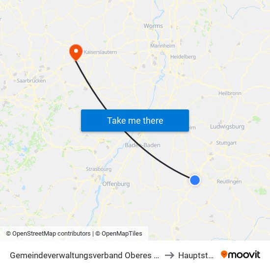 Gemeindeverwaltungsverband Oberes Gäu to Hauptstuhl map