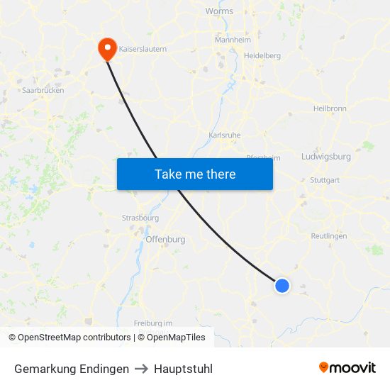 Gemarkung Endingen to Hauptstuhl map