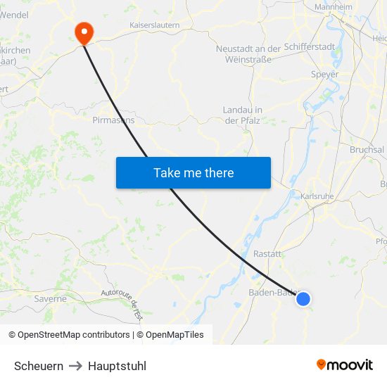 Scheuern to Hauptstuhl map