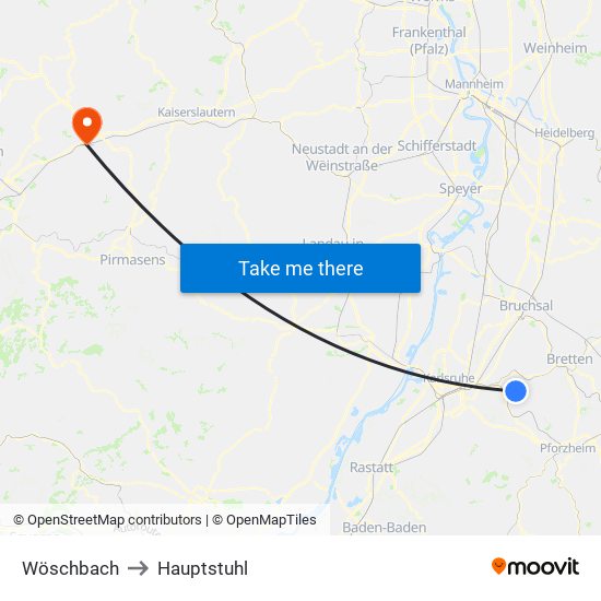 Wöschbach to Hauptstuhl map